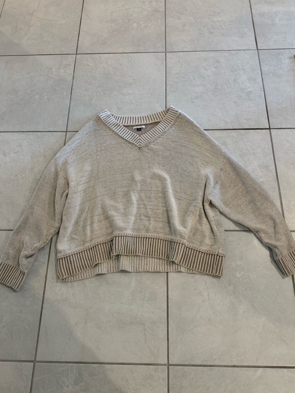 American Eagle Outfitters Neutral V-Neck Boxy Sweater